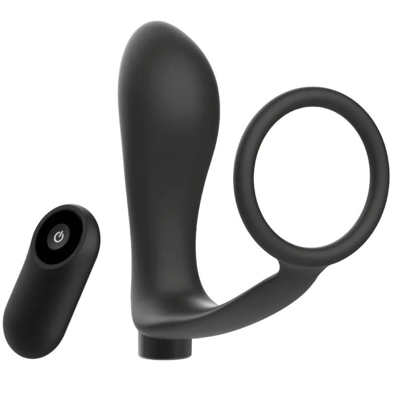 Addicted Toys - Anel de Pénis com Controle Remoto Plug Anal Preto Recarregvel