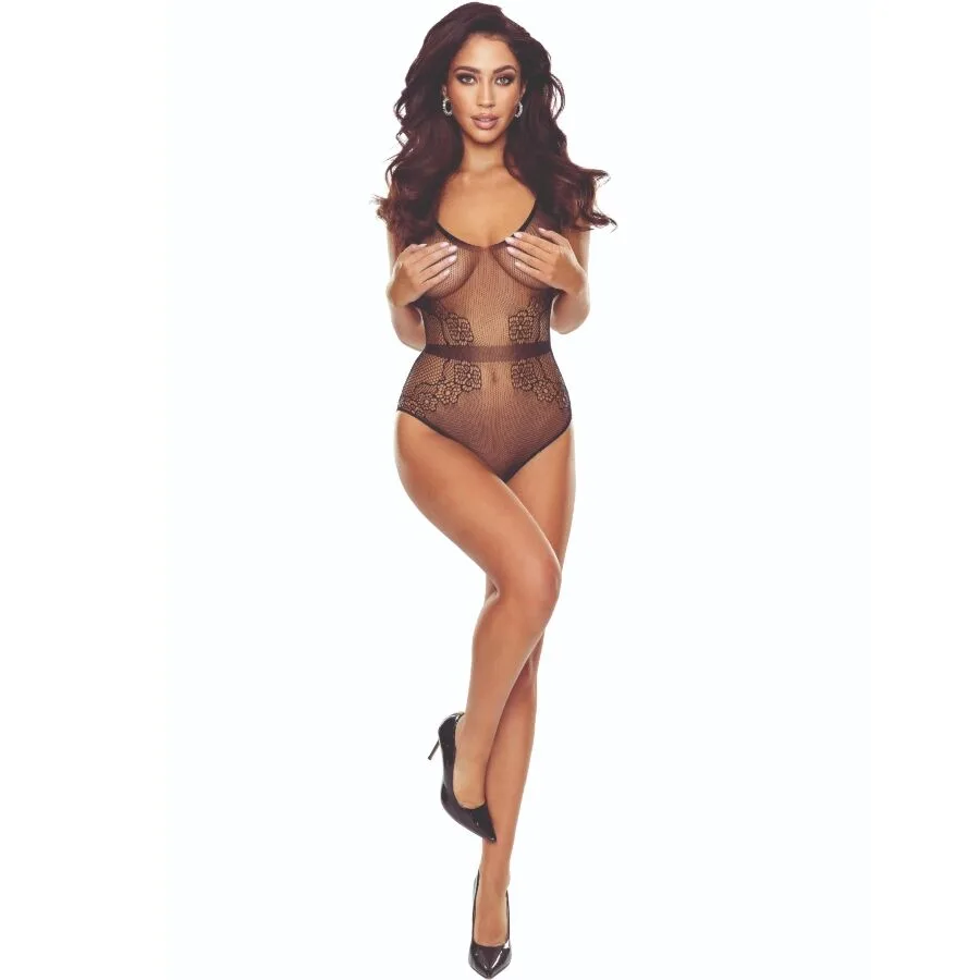 Passion - Bs115 Preto Grid Bodystocking