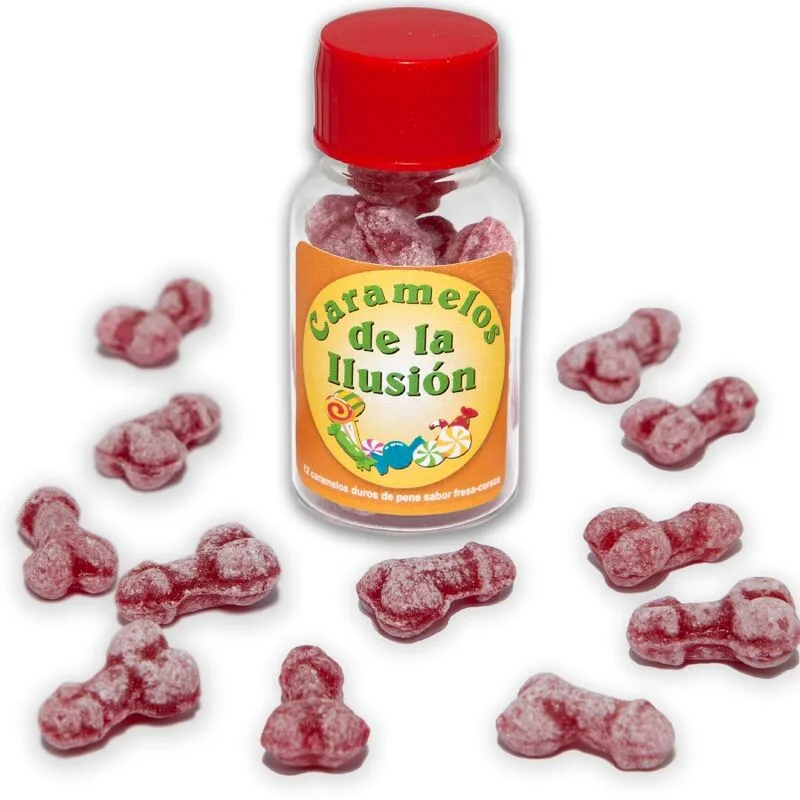 Diablo Picante - 12 Doces Iluso em Forma de Pénis Morango/Cereja