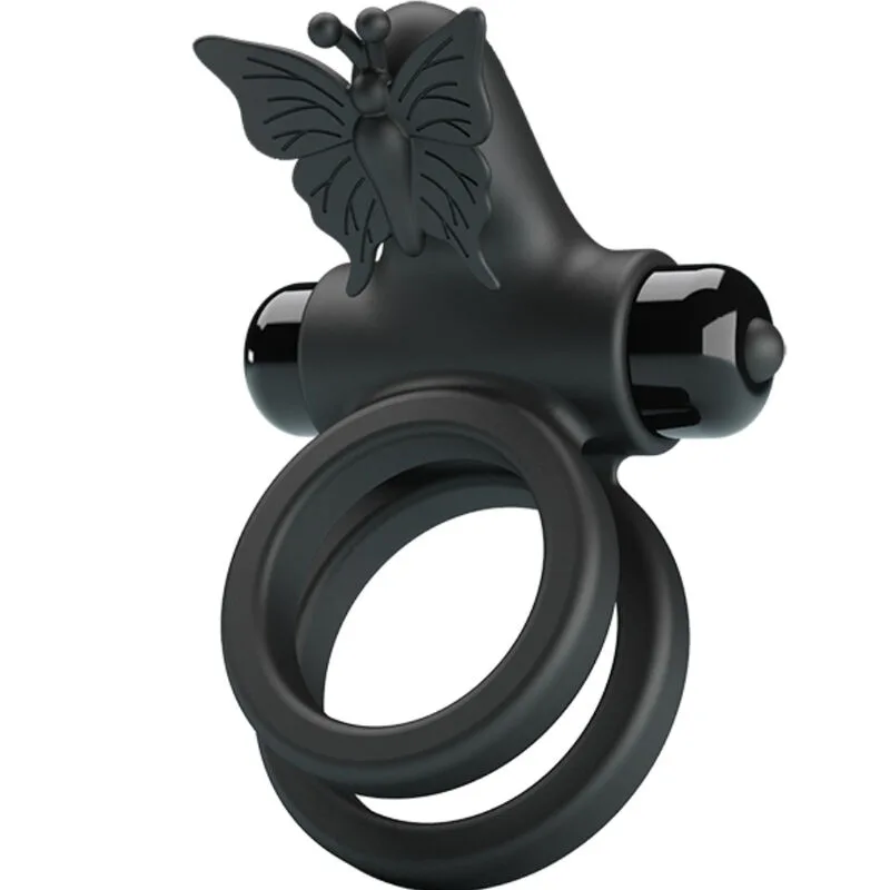 Pretty Love - Anel Vibrador Duplo com Estimulador Preto