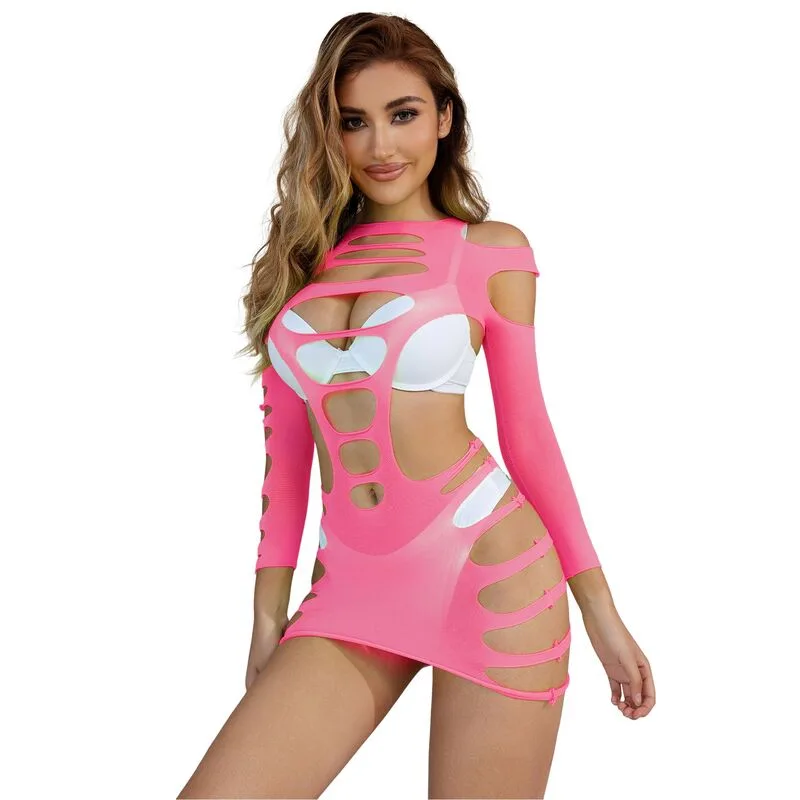 Subblime - 952273 Vestido Manga Longa com Rede Elstica Rosa Tamanho Único
