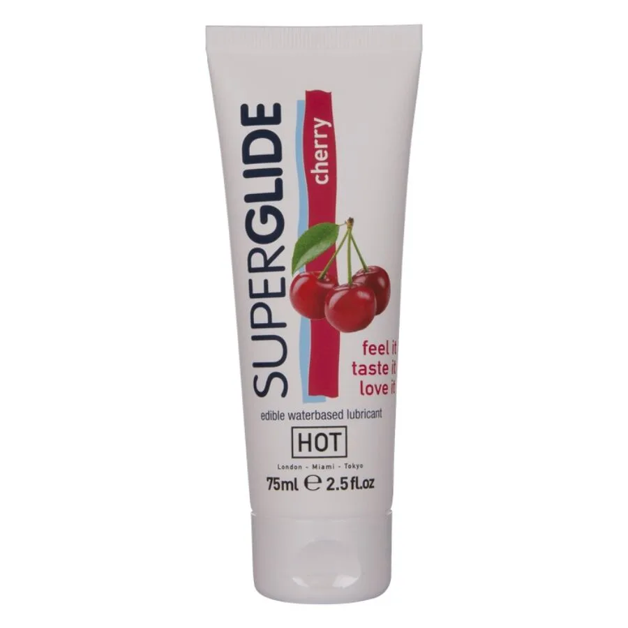 Hot - Superglide Lubrificante Comestível À Base de Água, Sabor Cereja 75 ml
