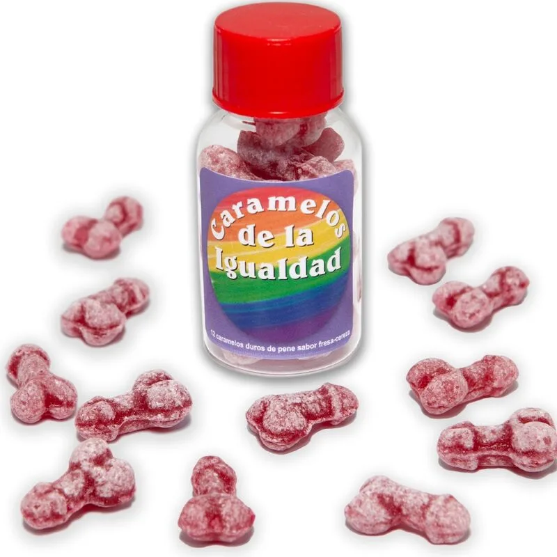 Diablo Picante - 12 Doces de Igualdade em Formato de Pénis de Morango/Cereja
