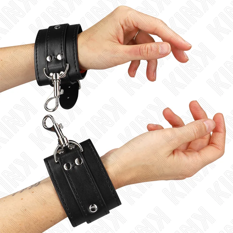 Kink - Lockable Dungeon Wrist Restraints Black Adjustable 21-28 cm X 5.5 cm