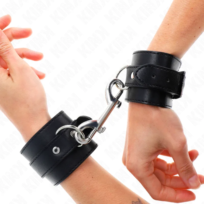 Kink - Retenções de Pulso - Linha de Rebite Única e Fivela Grande Preta Ajustável 17-28 cm X 5 cm