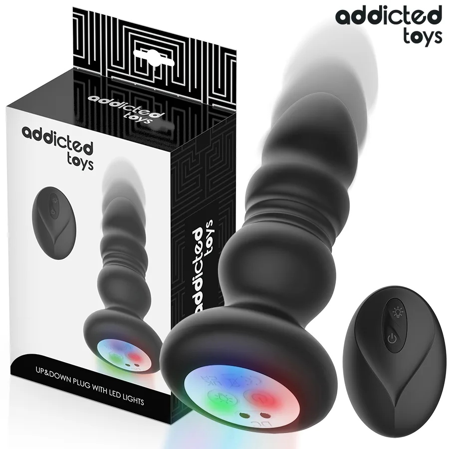 Addicted Toys - Thrusting Vibrating Anal Plug, LED Light Remote Control