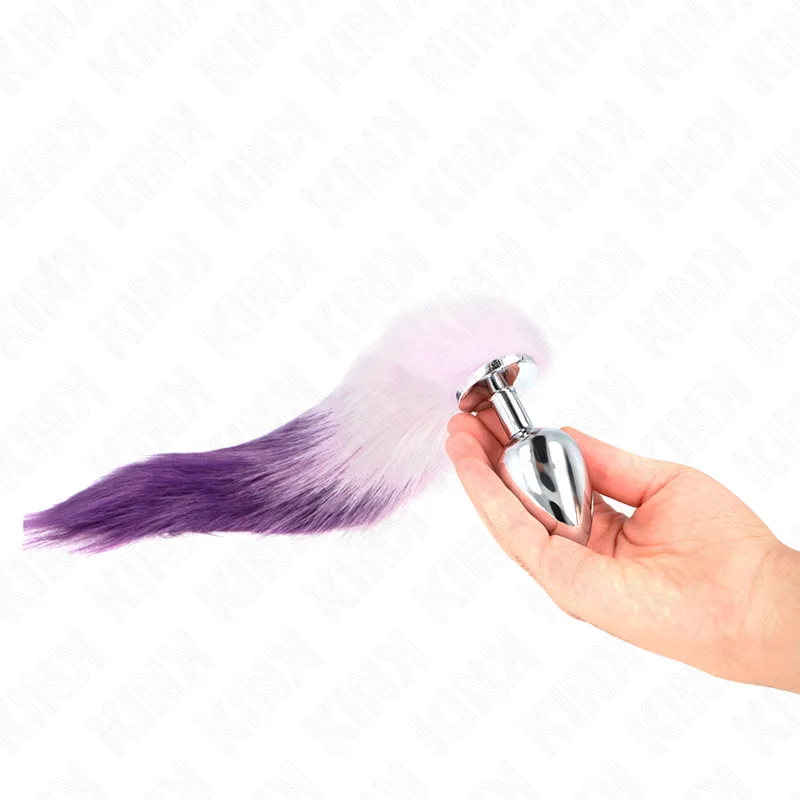 Kink - Plug Anal Tamanho L 10 X 4 cm com Cauda Sintética 40 cm Roxo